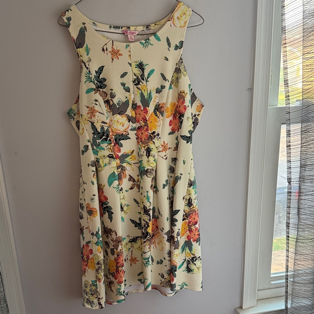 Candie's Floral Print Dress - Cream and Multicolor